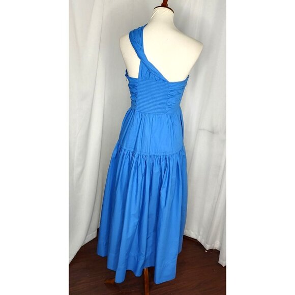 A.L.C Aubrey Dress 10 Blue Cut Out Twisted One Shoulder Cotton - Picture 8 of 15